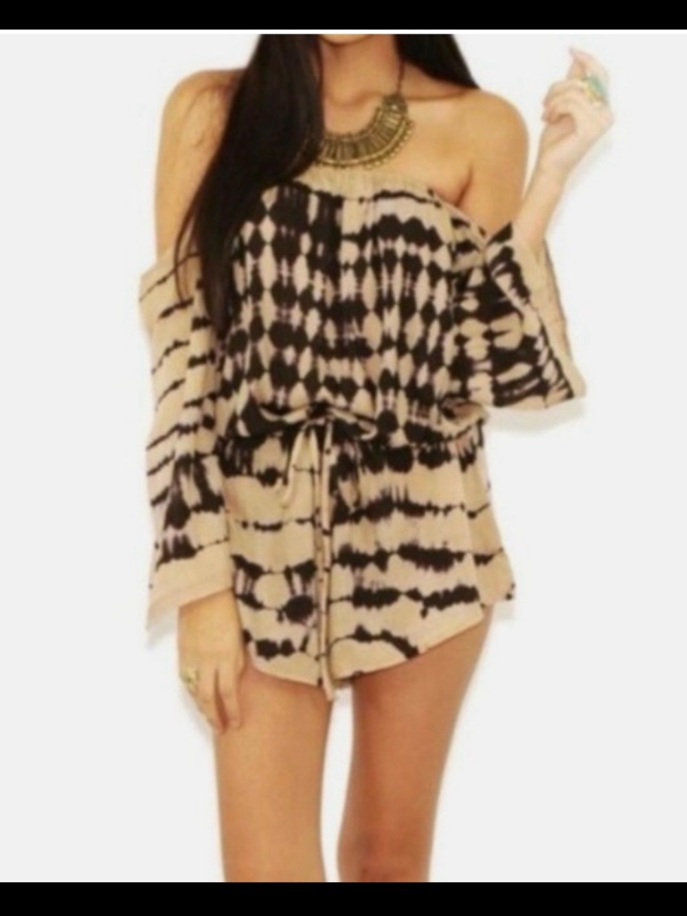 Elan Tie-Dye Off-Shoulder Romper cover up